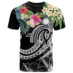 Marshall Islands Polynesian T-Shirt - Summer Plumeria (Black)