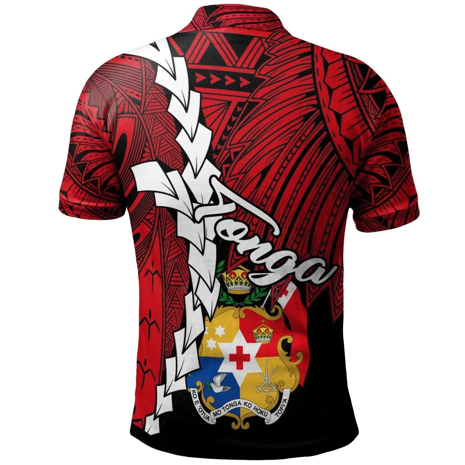 Tonga Polynesian Custom Personalised Polo Shirt - Tribal Wave Tattoo Flag Color