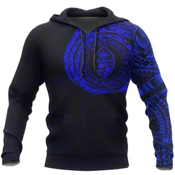 Guam Hoodie - Guam Coat of Arms Polynesian Tattoo Style Special BLue