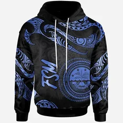 Federated States Of Micronesia Polynesian Hoodie - Poly Tattoo Blue Version