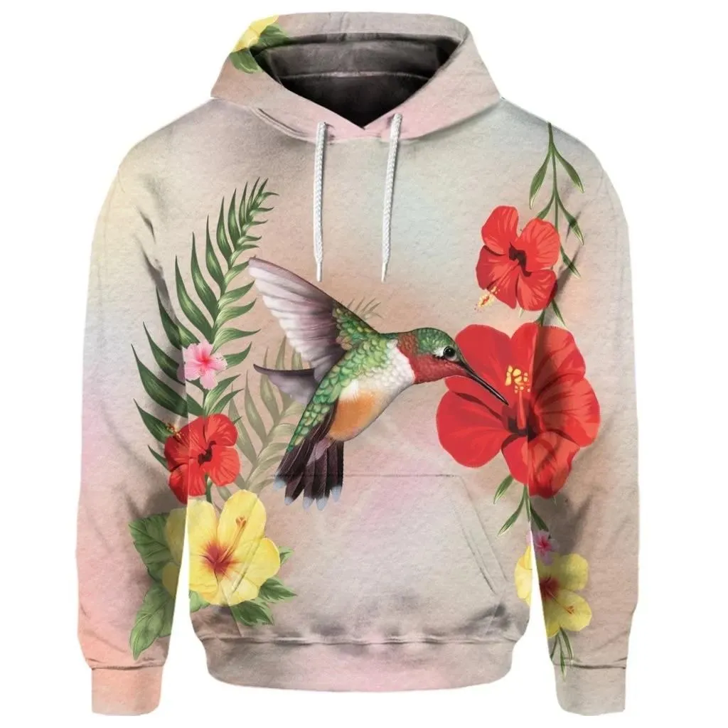 Alohawaii Hoodie - (Personalised) Hawaiian Hummingbirds Hibiscus Polynesian Hoodie - AH - JR