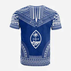 Guam Custom Personalised T shirt - Guam Coat of Arms Polynesian Chief Tattoo Blue Version