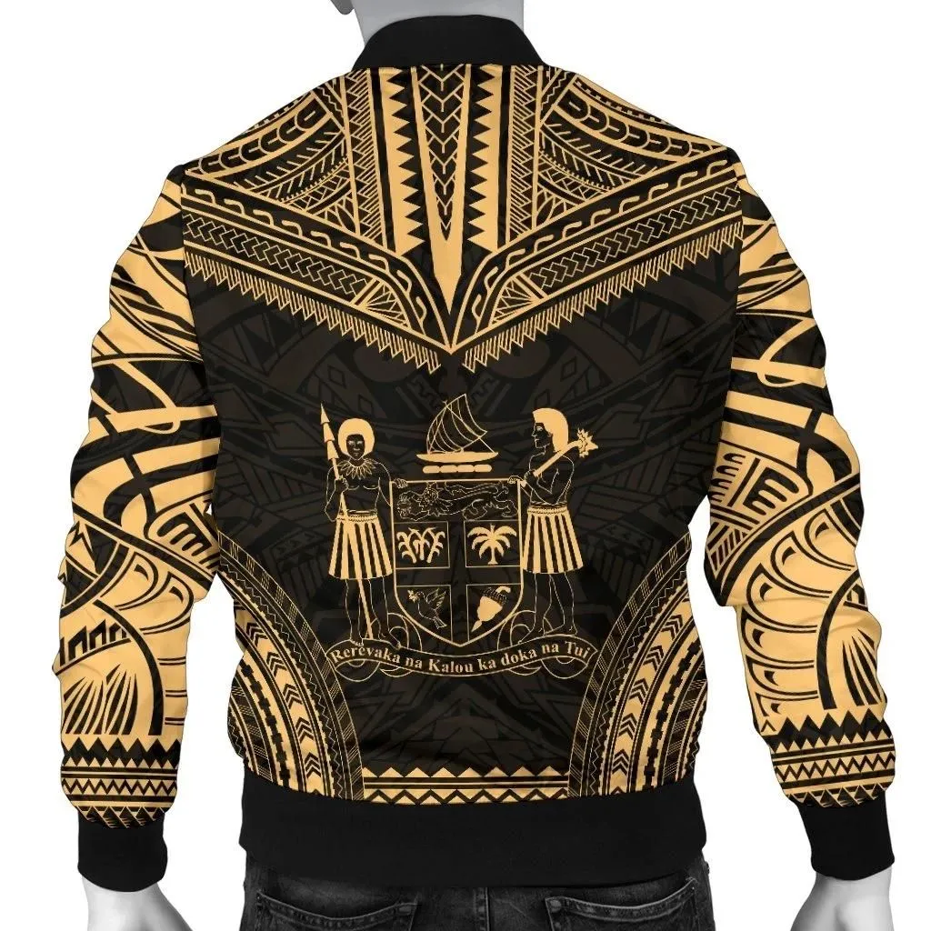 Fiji Polynesian Chief Men's Bomber Jacket - Gold Version - Bn10