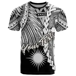 Marshall Islands Polynesian Custom Personalised T Shirt - Tribal Wave Tattoo White