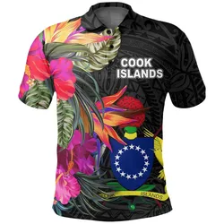 Cook Islands Polo Shirt - Polynesian Hibiscus Pattern