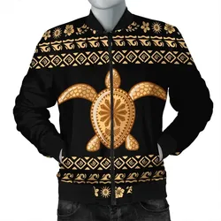 Alohawaii Jacket - Hawaiian Golden Turtle Hibiscus Plumeria Polynesian Bomber Jacket - AH - JR