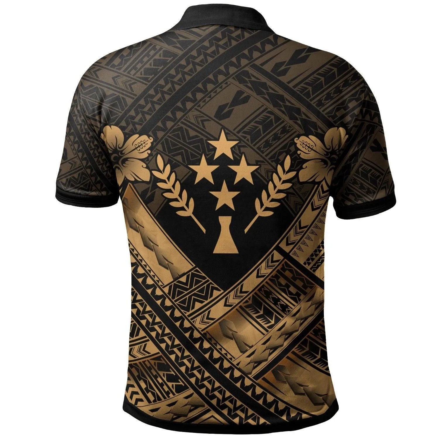 Kosrae Polynesian Personalised Polo Shirts - Kosrae Gold  Camisole Hibiscus Style