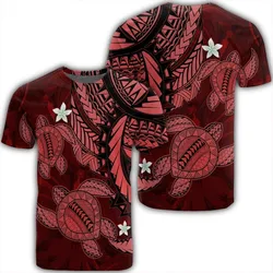 Hawaii Polynesian Turtle Hibiscus T-Shirt - Red - AH