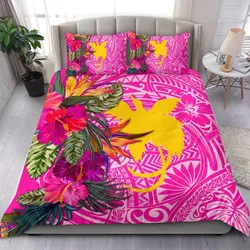 Papua New Guinea Bedding Set - Hibiscus Polynesian Pattern Pink Version