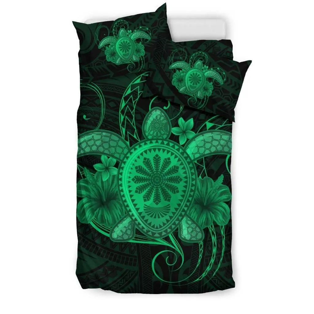Alohawaii Home Set - Hawaii Turtle Hibiscus Polynesian Bedding Set - Full Style - Green - AH J4
