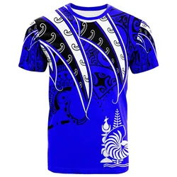 New Caledonia T shirt - Tropical Leaf Blue Color