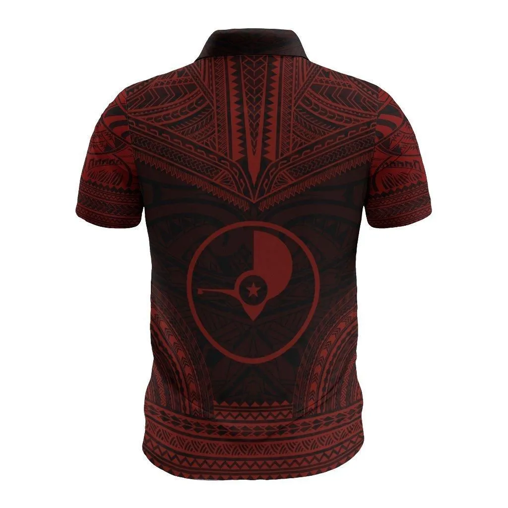 Yap Polo Shirt - Coat Of Arms Polynesian Chief Tattoo Red Version