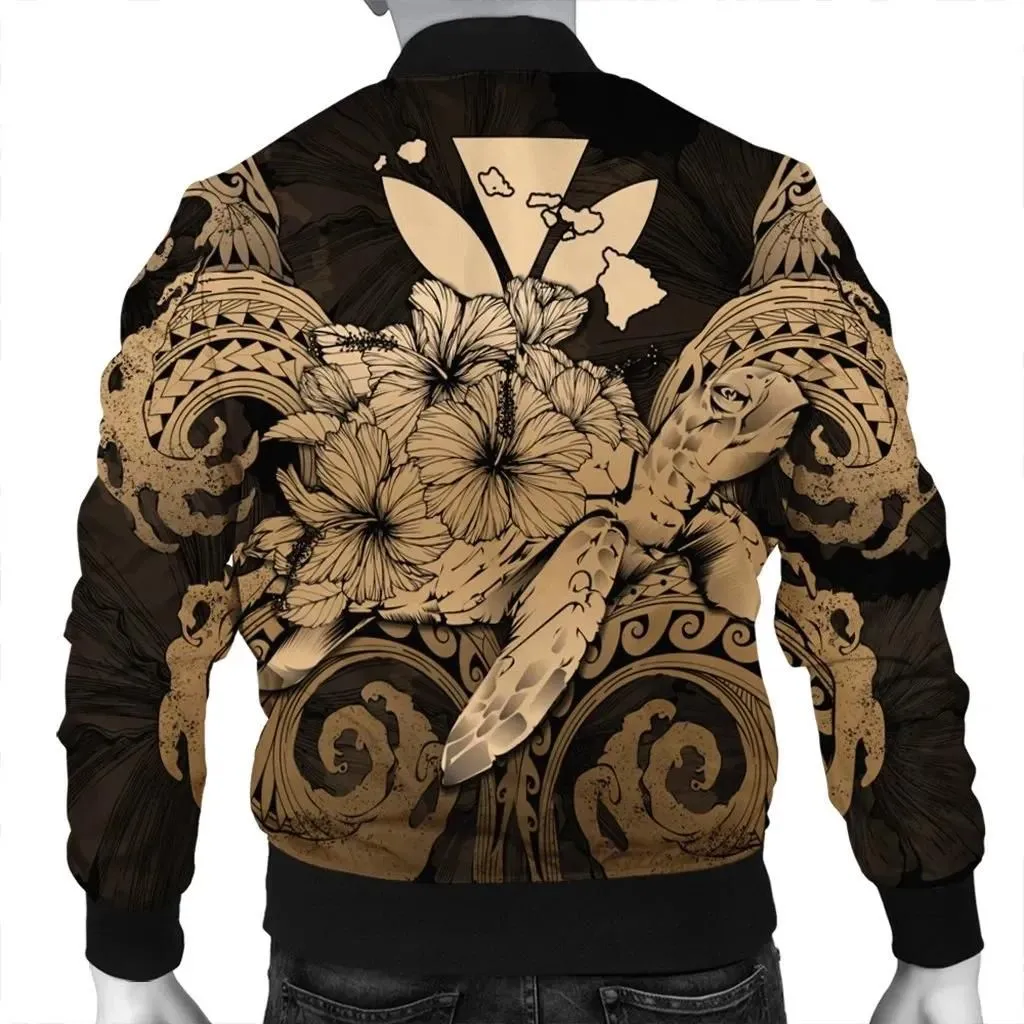 Alohawaii Jacket - Hawaii Turtle Wave Polynesian Bomber Jacket - Hey Style Gold - AH - J4R