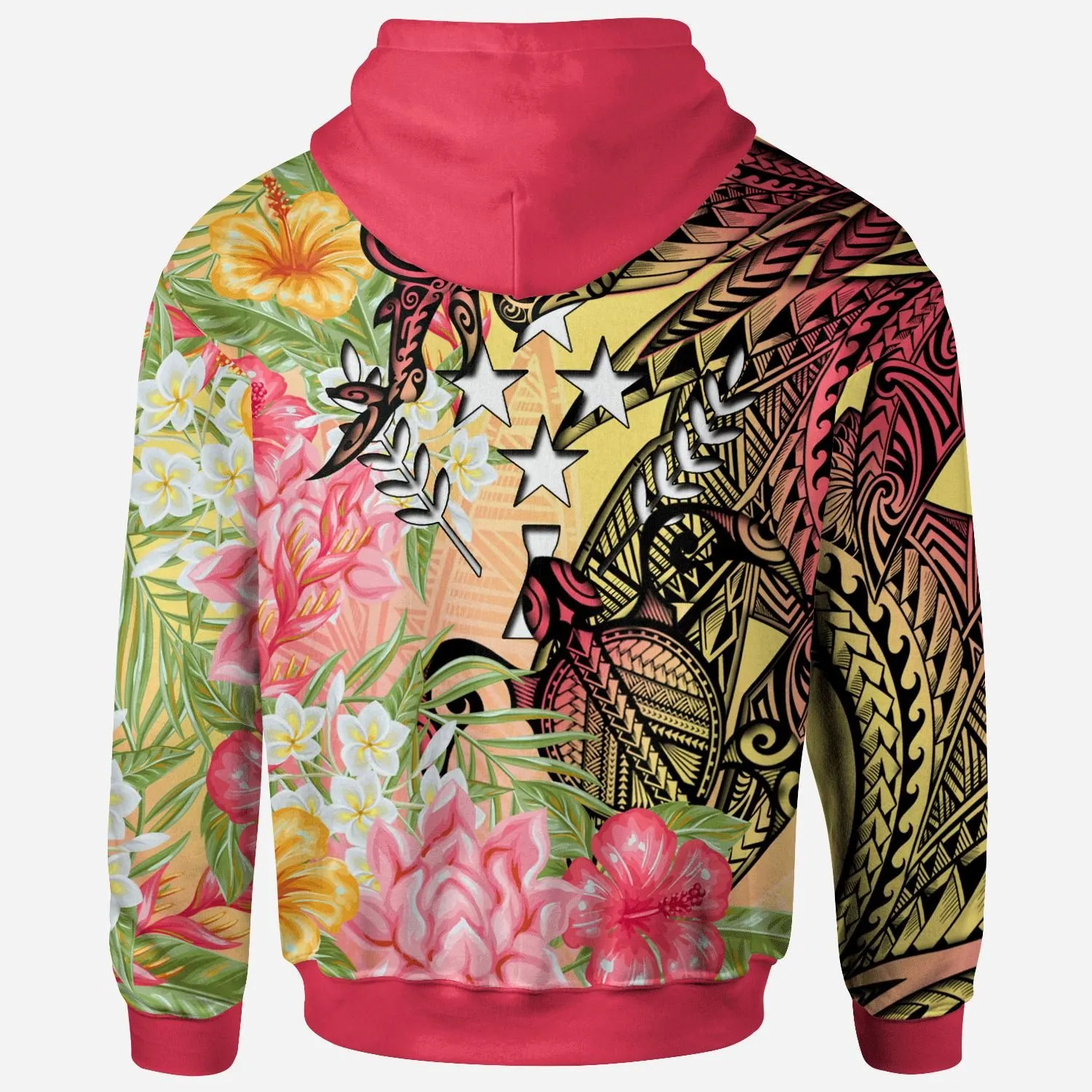 Kosrae State Hoodie - Flowers Tropical With Sea Animals