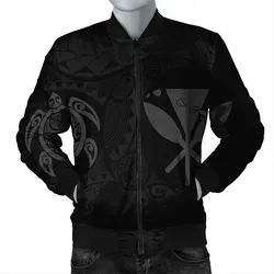 FamilyGater Jacket - Hawaiian Kanaka Turtle Polynesian Bomber Jacket Gray AH - J7R