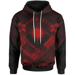 Marshall Islands Polynesian Custom Personalised Hoodie- Marshall Islands Red  Flag Camisole Hibiscus Style - BN18