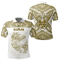 (Custom Personalised)Guam Rugby Polo Shirt Polynesian Patterns - Gold Old LT16