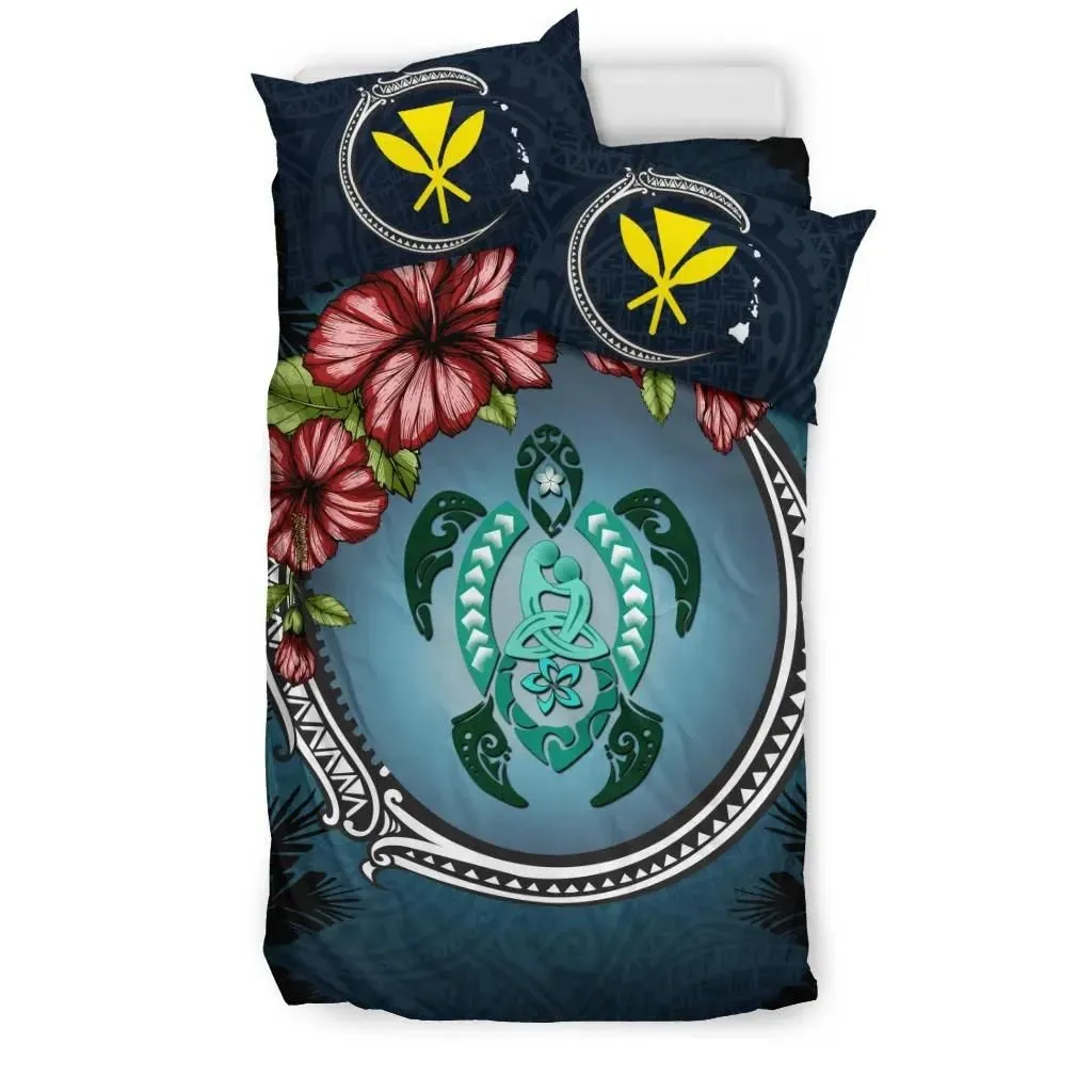 FamilyGater Bedding Set - Cover and Pillow Cases Kanaka Maoli (Hawaiian) -  Polynesian Ohana Turtle Hibiscus Mother Son A24
