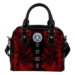 Northern Mariana Islands Shoulder Handbag - Polynesian Tattoo Red
