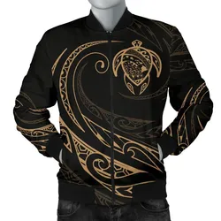 Hawaii Turtle Map Polynesian Mens Bomber Jacket - Gold - Frida Style