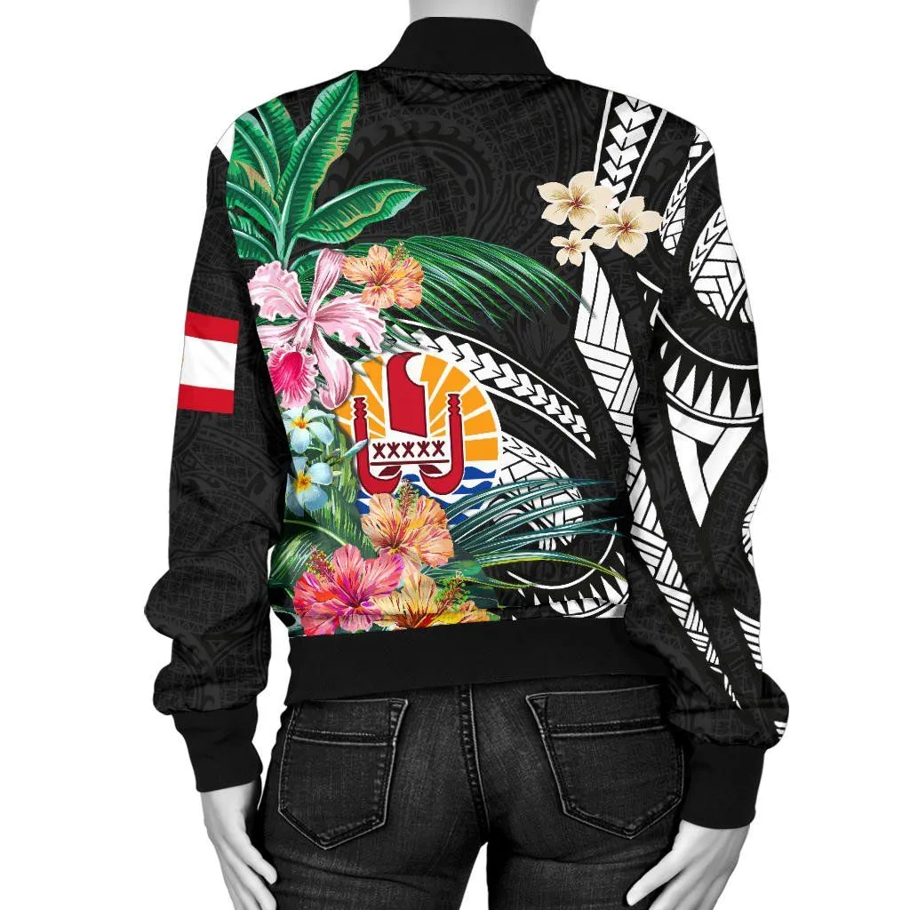 FamilyGater Jacket - Bomber Jacket Tahiti Coat Of Arms Polynesian With Hibiscus TH5