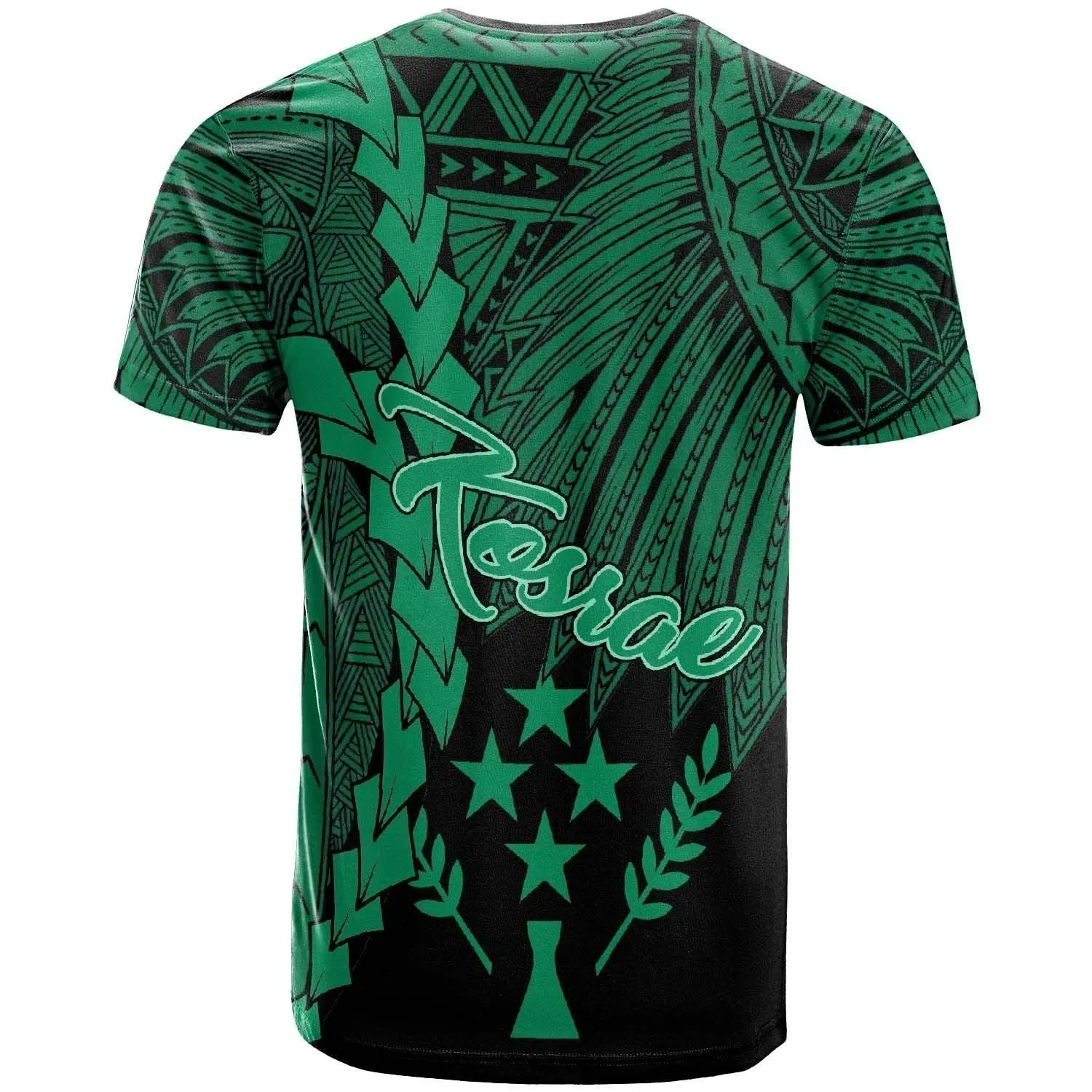 Kosrae Micronesia Custom Personalised T Shirt - Tribal Wave Tattoo Green