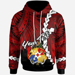 Tonga Polynesian Custom Personalised Hoodie - Tribal Wave Tattoo Flag Color