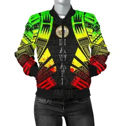 Hawaii Women Bomber Jacket - Polynesian Tattoo Reggae - BN0110