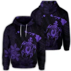 Alohawaii Hoodie - Hawaiian Map Turtle Plumeria Hibiscus Fish Hook Polynesian Hoodie Purple - AH - J5R