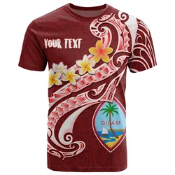 Guam Personalised T shirt - Guam Seal Polynesian Patterns Plumeria (Red)
