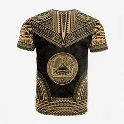 American Samoa Custom Personalised T-Shirt - American Samoa Seal Polynesian Chief Tattoo Gold Version