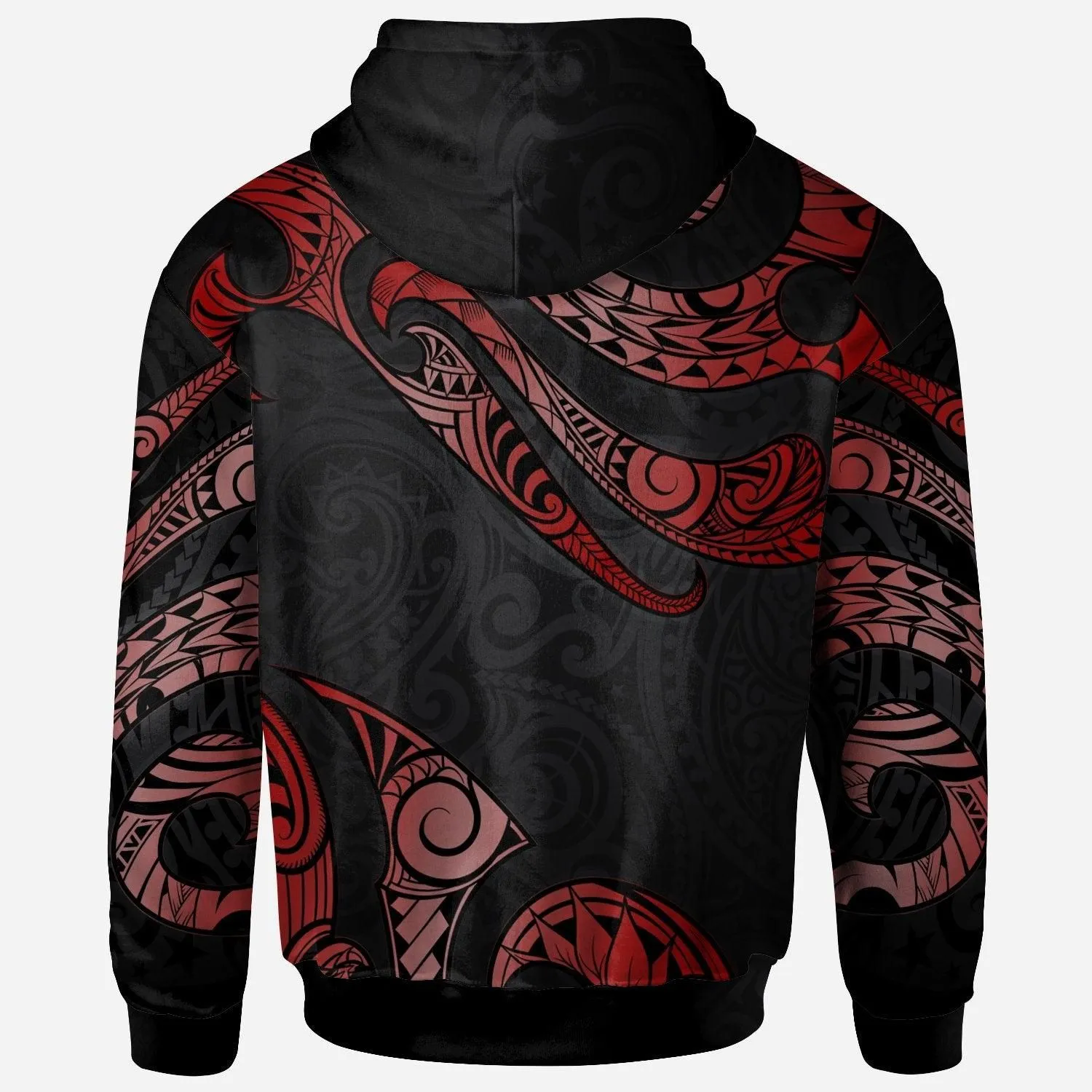 Fiji Polynesian Hoodie - Poly Tattoo Red Version