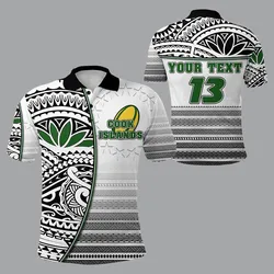 (Custom Personalised) Cook Islands Rugby Polo Shirt Impressive Version Black - Custom Text and Number