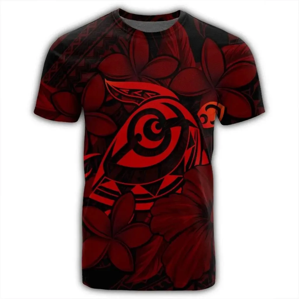 Alohawaii Tee - Hawaiian Turtle Hibiscus Plumeria Kanaka Polynesian T-Shirt Red - Soft Style - AH - J4R