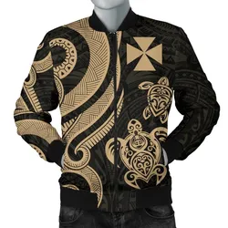 Wallis and Futuna Mens Bomber Jacket - Gold Tentacle Turtle