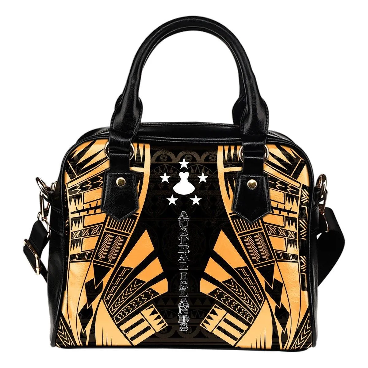 Austral Islands Shoulder Handbag - Polynesian Tattoo Gold