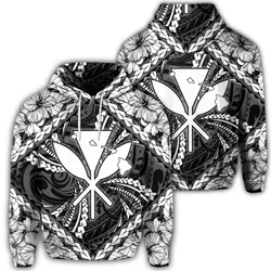 Alohawaii Hoodie - Hawaiian Map Kanaka Hibiscus White Polynesian Hoodie - AH - JR