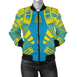 Tuvalu Women Bomber Jacket - Polynesian Tattoo Flag - BN0110