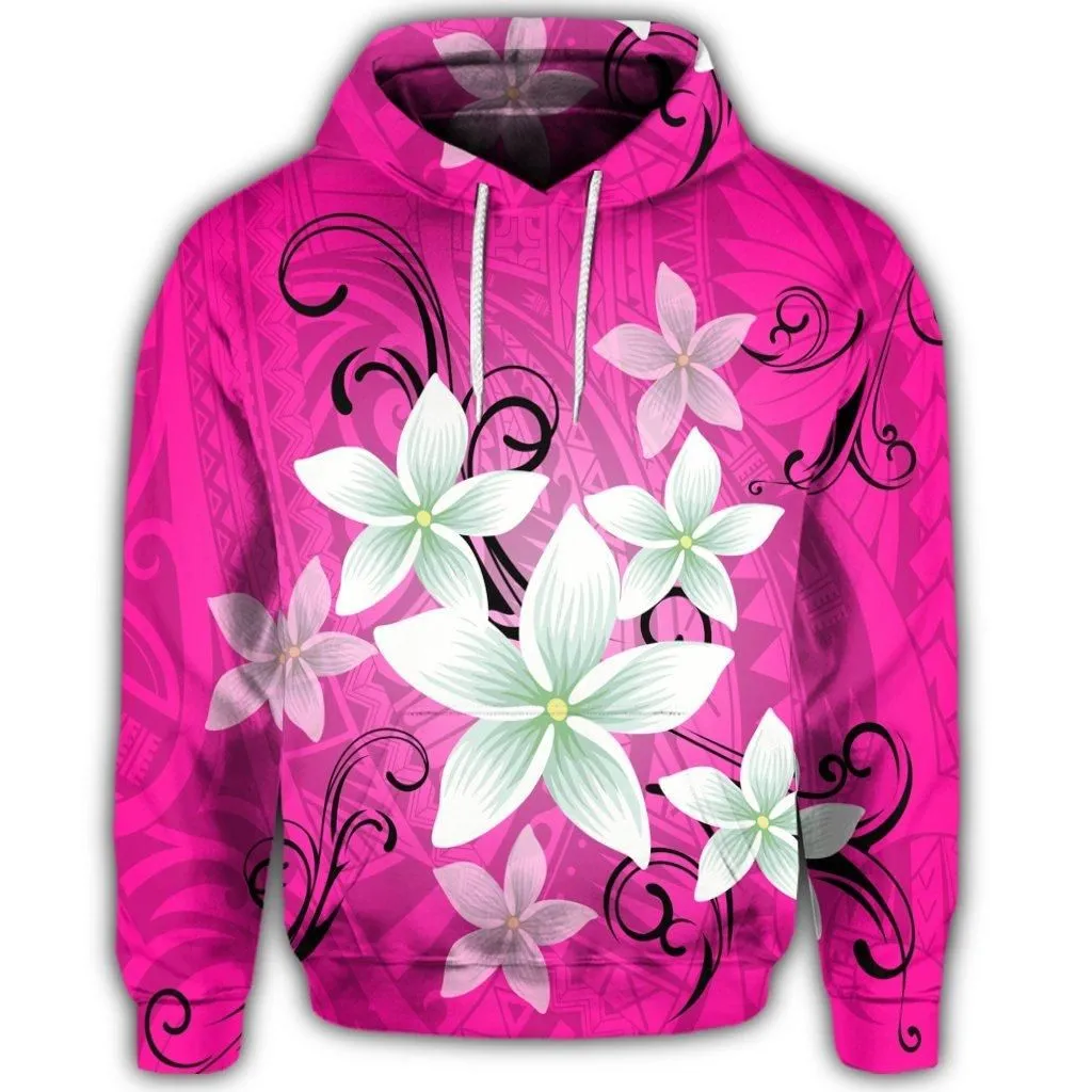 Hawaiian Plumeria Polynesian Hoodie - Pink