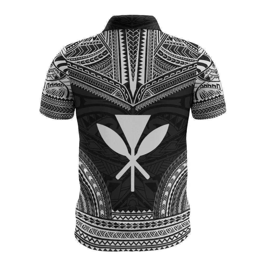 Kosrae Polo Shirt - Kosrae Flag Polynesian Chief Tattoo Black Version