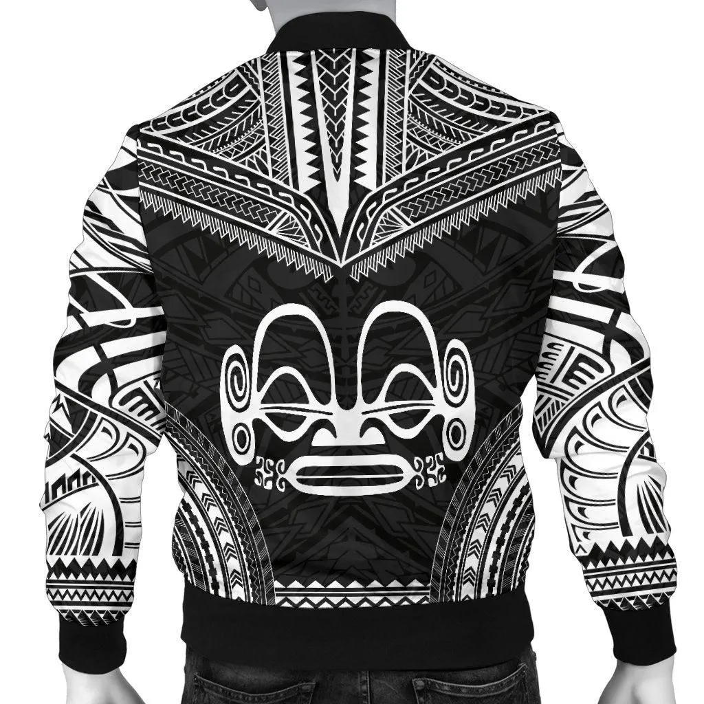 Marquesas Islands Polynesian Chief Mens Bomber Jacket - Black Version