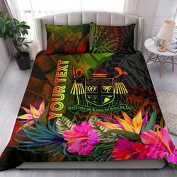 Fiji Polynesian Personalised Bedding Set  -  Hibiscus and Banana Leaves - BN15