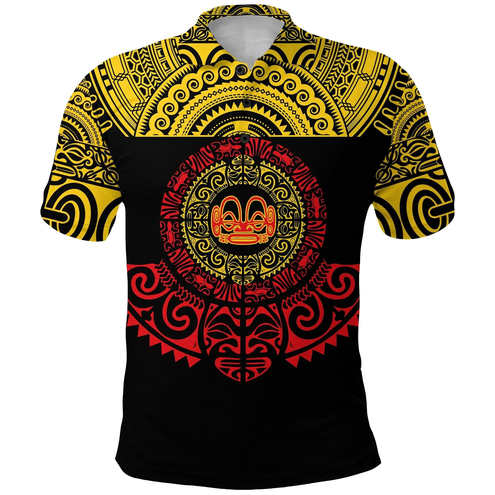 Marquesas Islands Polo Shirt Marquesan Tattoo Simplified Version - Yellow LT8