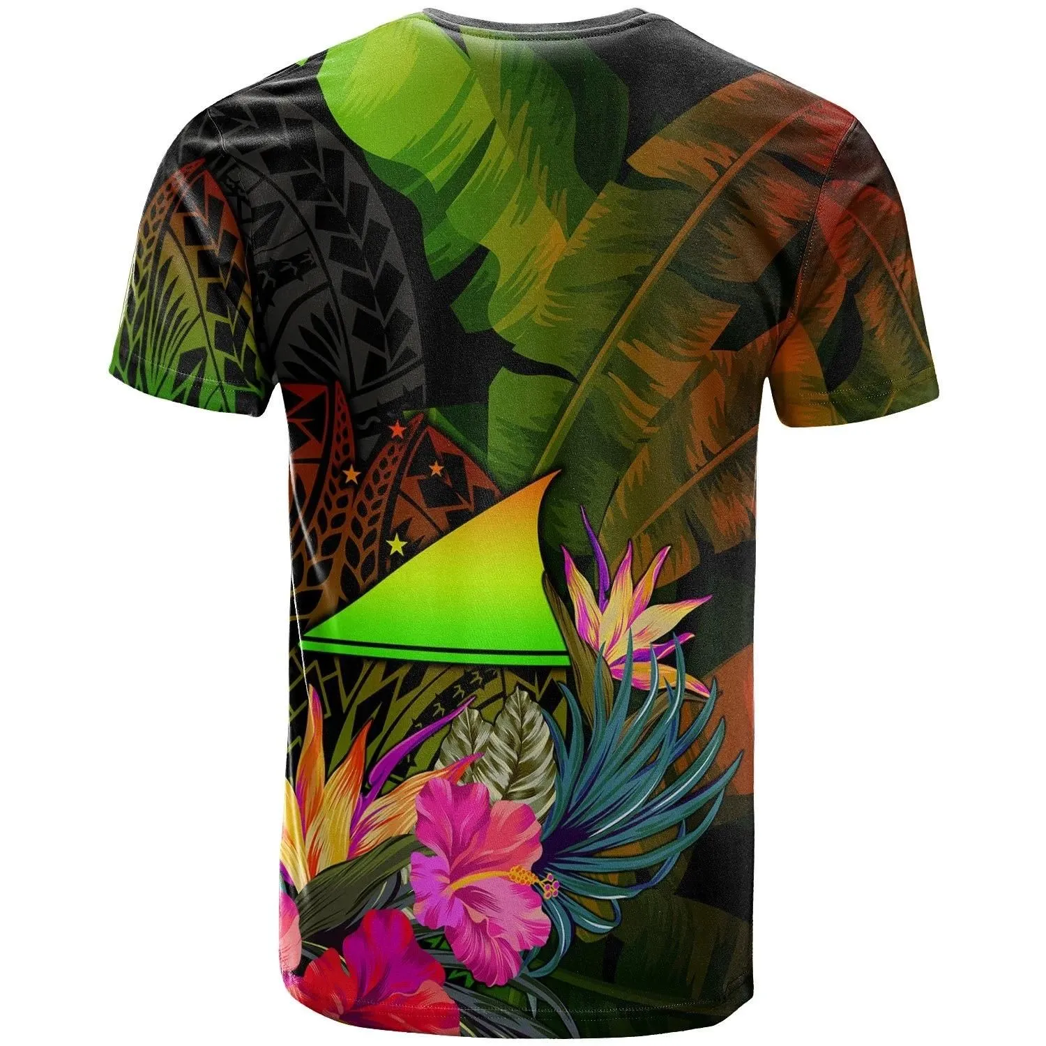 Tokelau Polynesian T-Shirt - Hibiscus and Banana Leaves - BN15