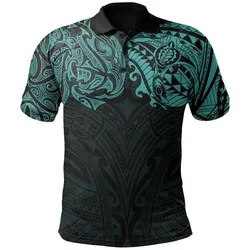 Polynesian Pride Polo Shirt - New Zealand Polo Shirt, Maori Polynesian Tattoo Turquoise