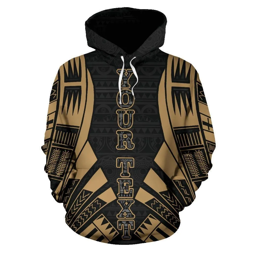 Poly All Over Custom Personalised Hoodie - Polynesian Tattoo Gold Style