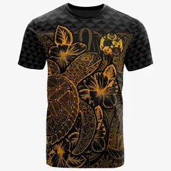 Alohawaii T-Shirt - Tee Tonga Polynesian - Turtle Hibiscus Gold - BN39