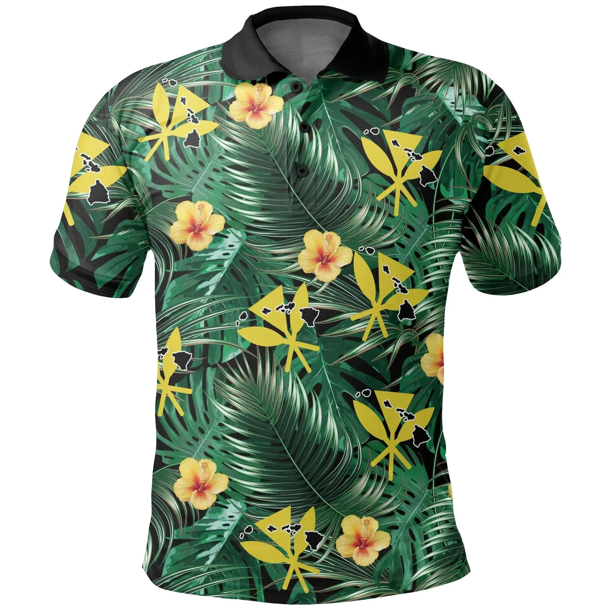 Alohawaii Shirt - Hawaii Map Kanaka Tropical Summer Style Polo Shirt - AH - J5