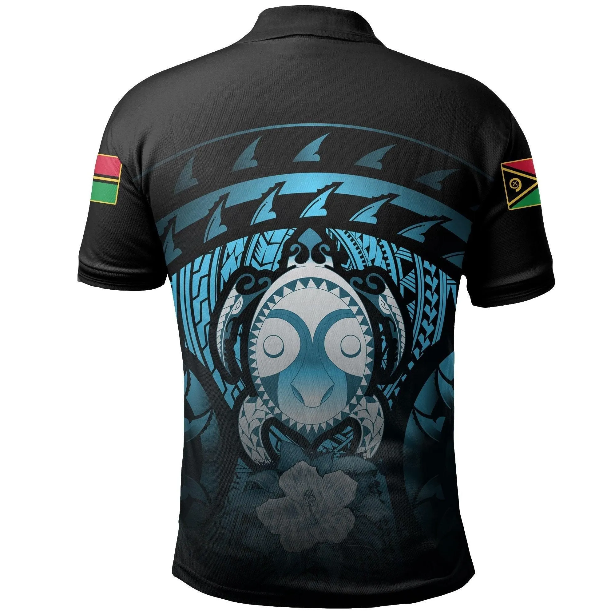 Vanuatu Turtle Hibiscus Polo Shirt (Blue)