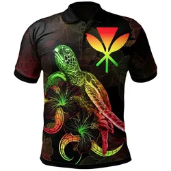 Hawaii Polynesian Polo Shirt - Turtle With Blooming Hibiscus Reggae